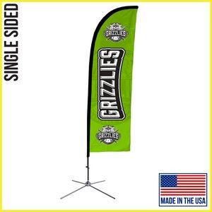 10ft Single Sided Premium Straight Flag with Chrome X Base - Made in the USA