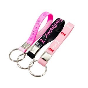 Pink Ribbon Silicone Keychain (direct import)