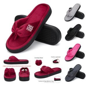 Breathable Women's House Slippers Memory Foam Flip Flops Thong Indoor Shoes