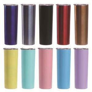 20 oz Stainless Steel Skinny Tumblers with Lid Straw