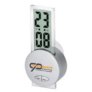 Silver LCD Suction Clock