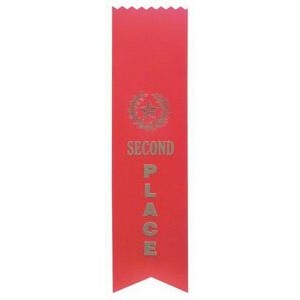 SECOND PLACE Ribbon - Pinked Top - Red - 2" x 8" long