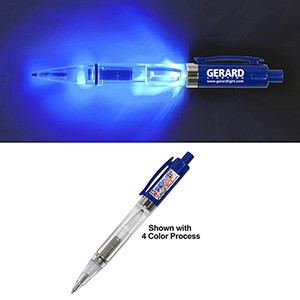 "Vicente" Light Up Pen w/Blue Color LED Light (Overseas)