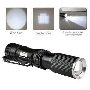 Adjustable Focus LED Flashlight w/Clip