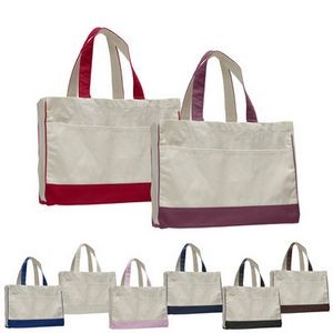 17" Color Trim Gusset Tote with Interior Zipper Pocket ( 10 Color Available )
