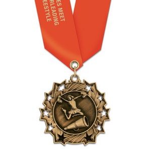2 1/4" Cheerleading TS Medal w/ Satin Neck Ribbon
