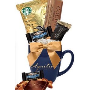 Starbucks Coffee, Godiva and Ghirardelli Gift Mug (Navy Blue)