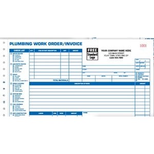 Plumbing Work Order/Invoice Form - 3 Part