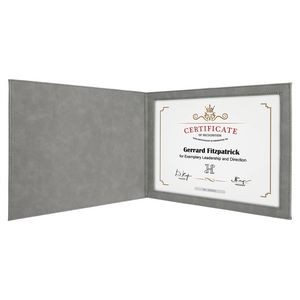 Certificate Holder, Faux Leather Gray , 9" x 12"