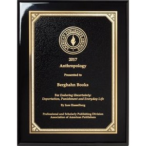 Ebony Piano Finish Plaque with Black/Gold Brass Plate, 9"x12"