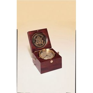 Captain's Clock w/Hand Rubbed Mahogany-Finish Case & Solid Brass Clock Housing