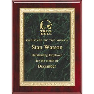 Rosewood Plaque, Rectangle, with Green Brass Engraving Plate, 9"x12"