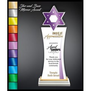 10" Mirror Star of David White Acrylic Award with Mirror Accent