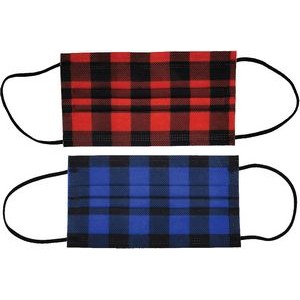 3-PLY Red Plaid Disposable Face Mask