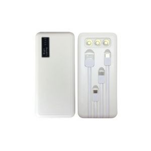 Power Bank with LED Flashlight and 4 Built-in Cables - 10000