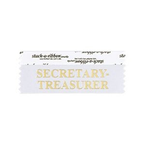 Secretary Treasurer Stk A Rbn White Ribbon Gold Imprint