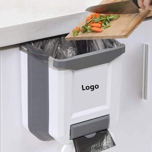 Kitchen Trash Can Plastic Collapsible 2 Gallon Wall Mounted for Cabinet Door Hanging Garbage Bin