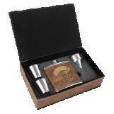 6 Oz. Rustic/Gold Leatherette Flask Gift Set