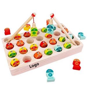Magnetic Wooden Fishing Game Toy for Toddlers Alphabet Fish Catching Counting Games