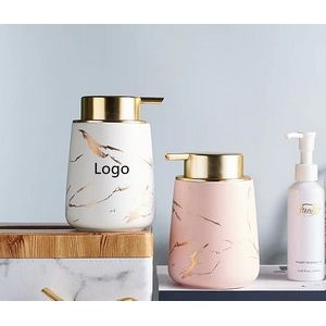 14 oz Marble Gold Inlay Ceramic Lotion Dispenser Liquid Hand Soap Dispenser Pump For Bathroom