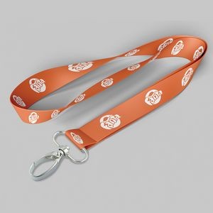 1" Light Orange custom lanyard printed with company logo with Oval Hook attachment 1"