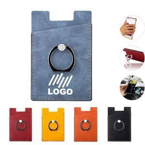 Pu Leather Rfid Card Holder W/ Phone Ring Stand
