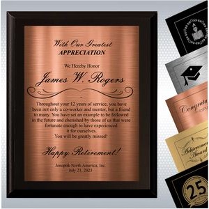 Black Matte Finish Wood Plaque Personalized Retirement Gift Award(10.5 x 13")