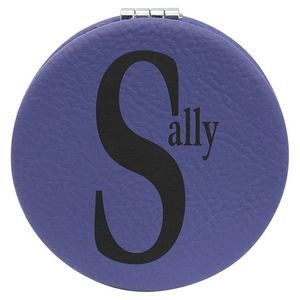 Purple Compact with Mirror, Laserable Leatherette, 2-1/2" Diameter