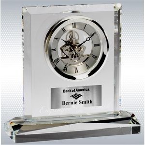 8" Rectangle Crystal Desk Clock Award