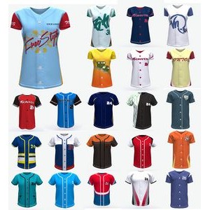 Full Button Baseball Jersey Shirt for Kids and Womens