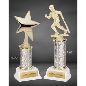 12" Assembled Trophy W/ Figure on White Base W/ Engraved Plate