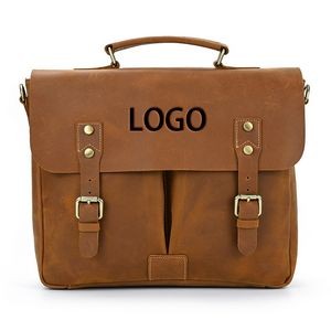 Retro Leather Briefcase Laptop Messenger Bag