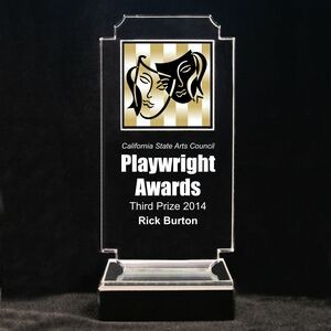 Acrylic and Marble Engraved Award - 6-3/4" Full-Color Comedy and Tragedy Masks