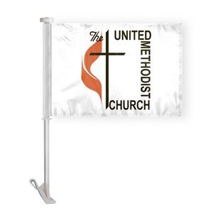 Methodist Car Flags 10.5x15 inch Premium