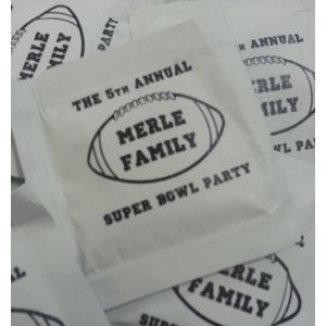 Custom Wet Wipe Packets (1 Side Imprint), one color direct imprint, very small quantity, minimum 100