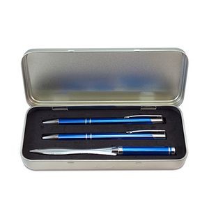 Classic Pen, Pencil & Letter Opener Set in Tin Case