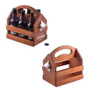Natural Pine Wood Bottle Caddy.