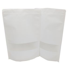White Stand-up Reusable Sealing Kraft Paper Bag with Zip Lock and Transparent Window