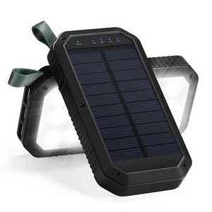 Solar Power Bank 10,000 mAh wireless charger with Camping Light