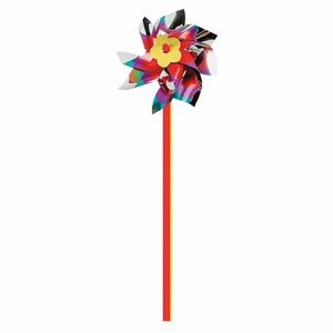 Pinwheel w/ Logo, RAINBOW Plastic 4" dia with Red Straw (INCLUDES ASSEMBLY)