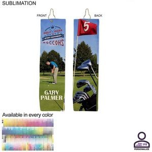Personalized Plush Velour Terry Cotton blend Golf Towel, 5x18, Trifold Hook and Grommet, Sublimated