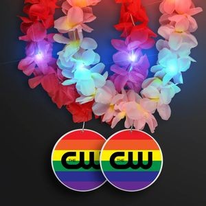 Light Up Hawaiian Leis with Custom Rainbow Medallion - Domestic Print
