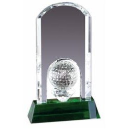 10" Crystal Dome Golf Award w/Green Base