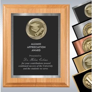 Solid Alder Wood Plaque w/Choice of Double Plate and Medallion (9" x 12")
