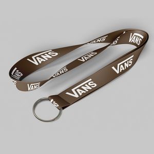 5/8" Brown custom lanyard printed with company logo with Key Ring Hook attachment 0.625"
