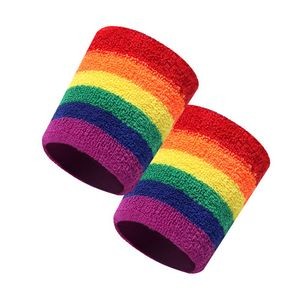 Colorful Rainbow Wristband with Heat Transfer Imprint Logo