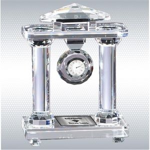 10" Elegant Crystal Desk Clock Precision Quartz Movement Award