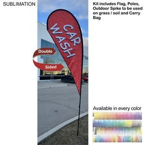 12' Medium Tear Drop Flag Kit, Full Color Graphics Double Sided, Outdoor Spike base and Bag Included