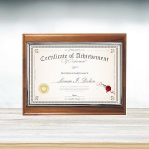 10.5" x 13" Genuine Walnut Finish W/Certificate Frame