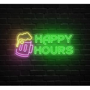 Cheers & Smiles, Happy Hours Neon Sign (47 " x 20 ")
